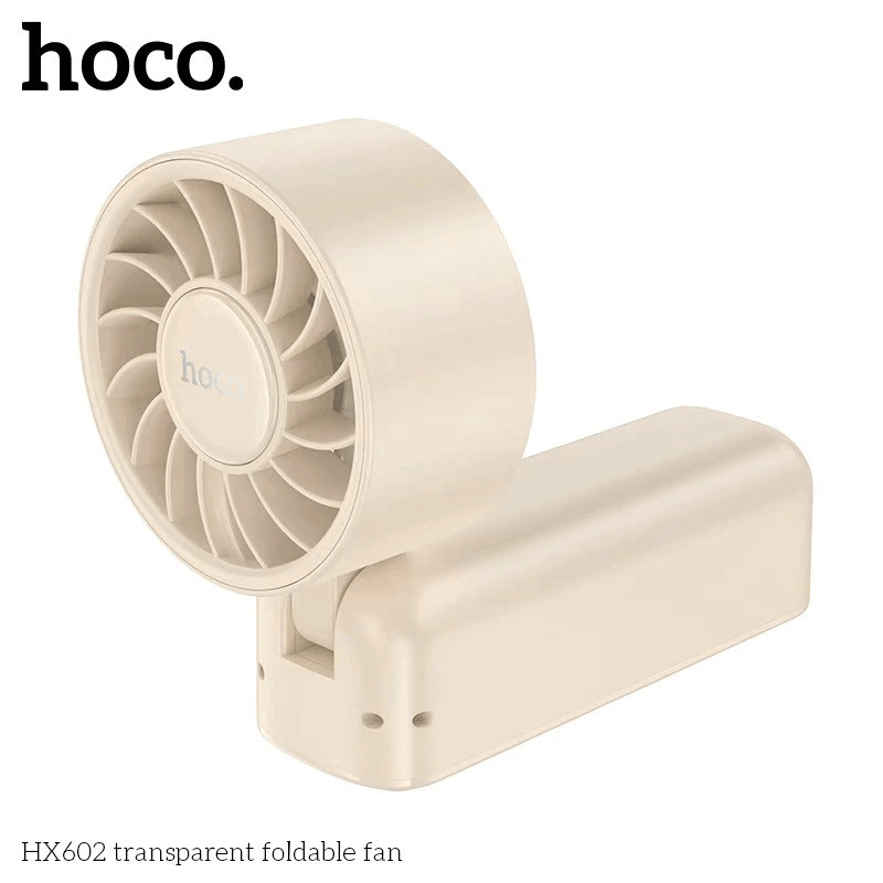 พัดลมพกพา HOCO HX602 ปรับแรงลม 100 ระดับ พับได้ 90&deg; แบตเตอรี่ 6.5 ชม. ความเร็วมอเตอร์ 8000RPM